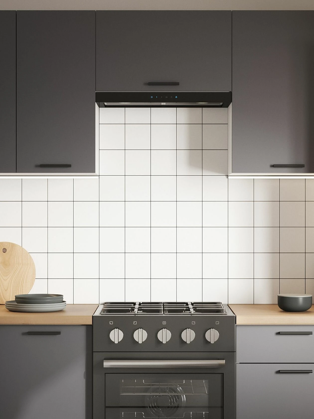 Кухонный гарнитур угловой Урбан 2.1х1 м, мебель для дома и кухни, Белый / Графит серый